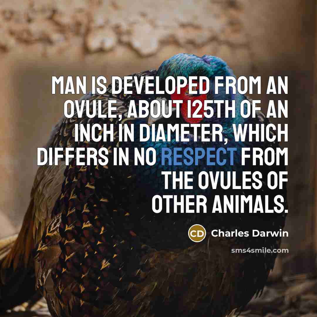 “Man is developed from an ovule, about 125th of an…” quote by Charles Darwin