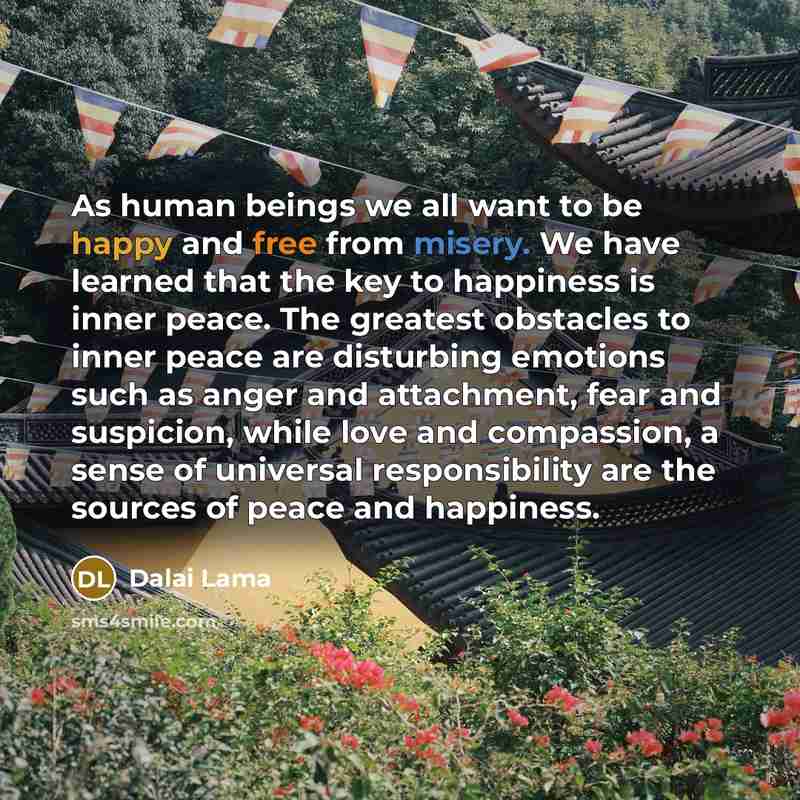 “As human beings we all want to be happy and…” quote by Dalai Lama