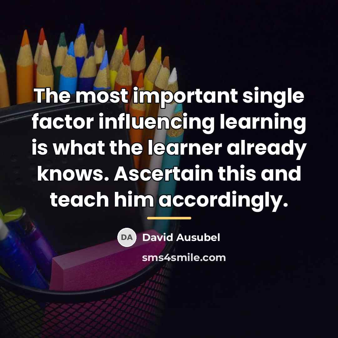 “The most important single factor influencing learning is what the…” quote by David Ausubel