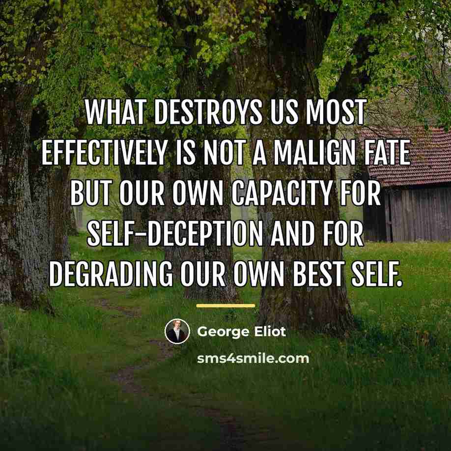 “What destroys us most effectively is not a malign fate…” quote by George Eliot