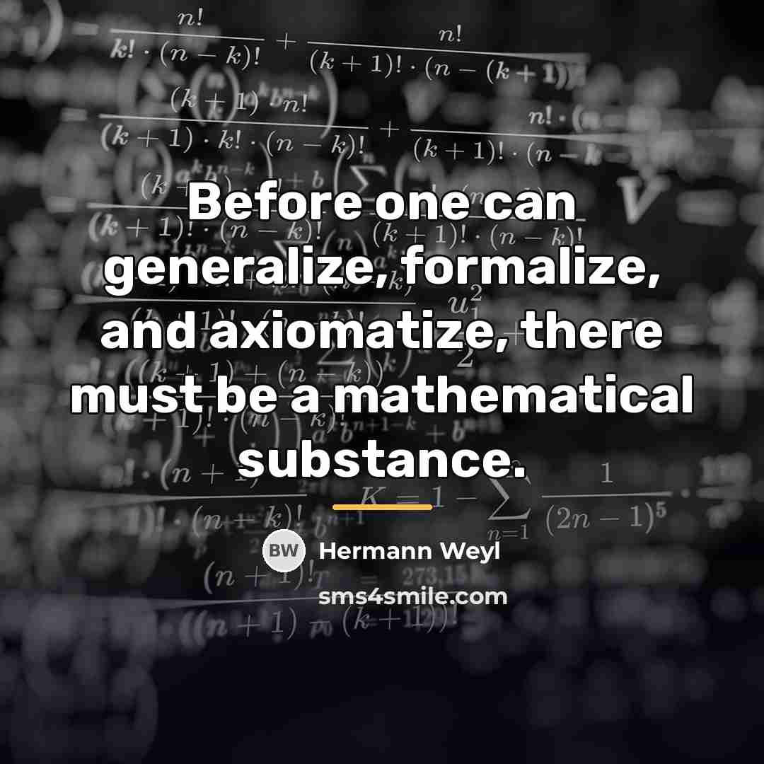 “Before one can generalize, formalize, and axiomatize, there must be…” quote by Hermann Weyl