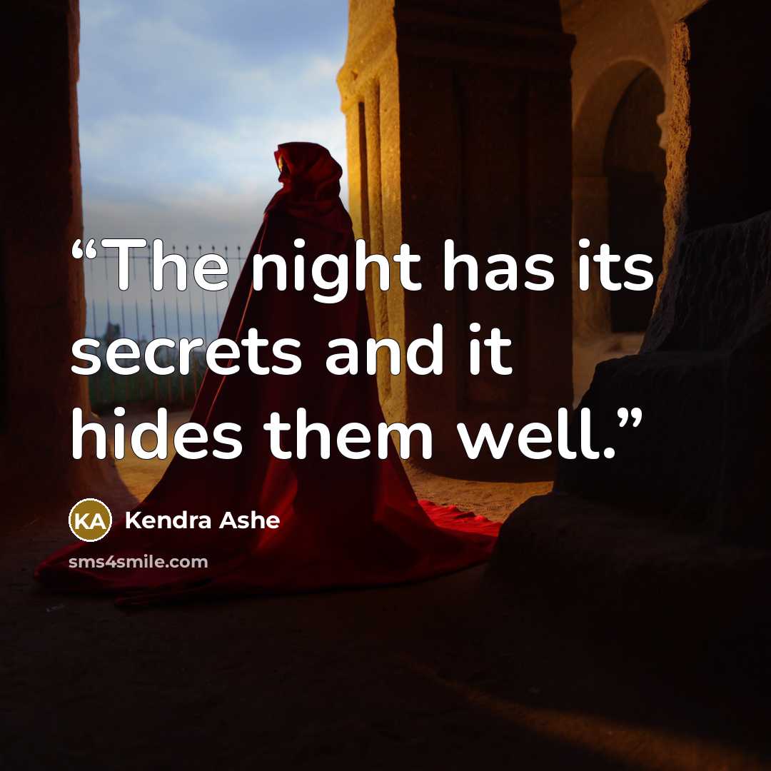 “The night has its secrets and it hides them well.” quote by Kendra Ashe