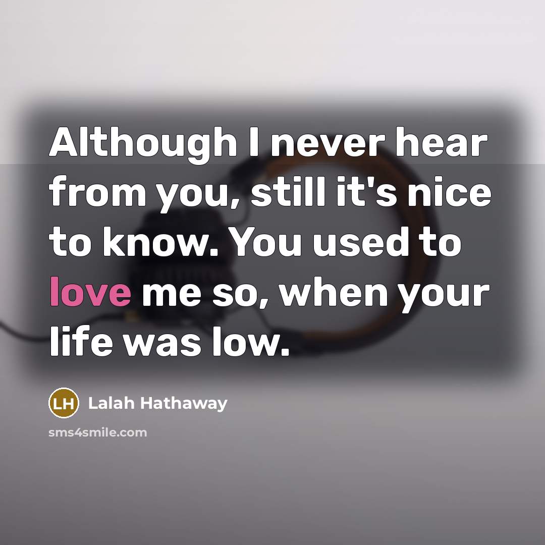 “Although I never hear from you, still it's nice to…” quote by Lalah Hathaway