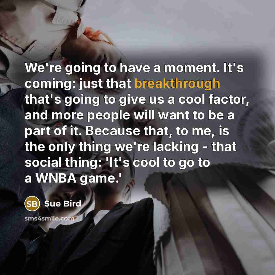 “We're going to have a moment. It's coming: just that…” quote by Sue Bird