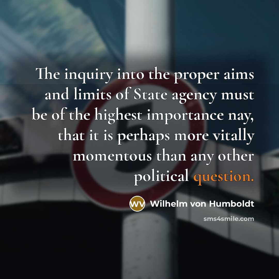 “The inquiry into the proper aims and limits of State…” quote by Wilhelm von Humboldt
