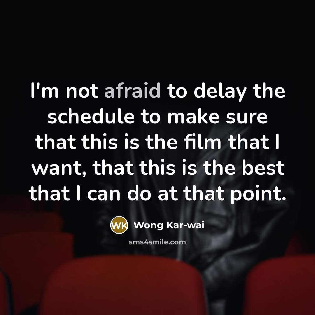 “I'm not afraid to delay the schedule to make sure…” quote by Wong Kar-wai