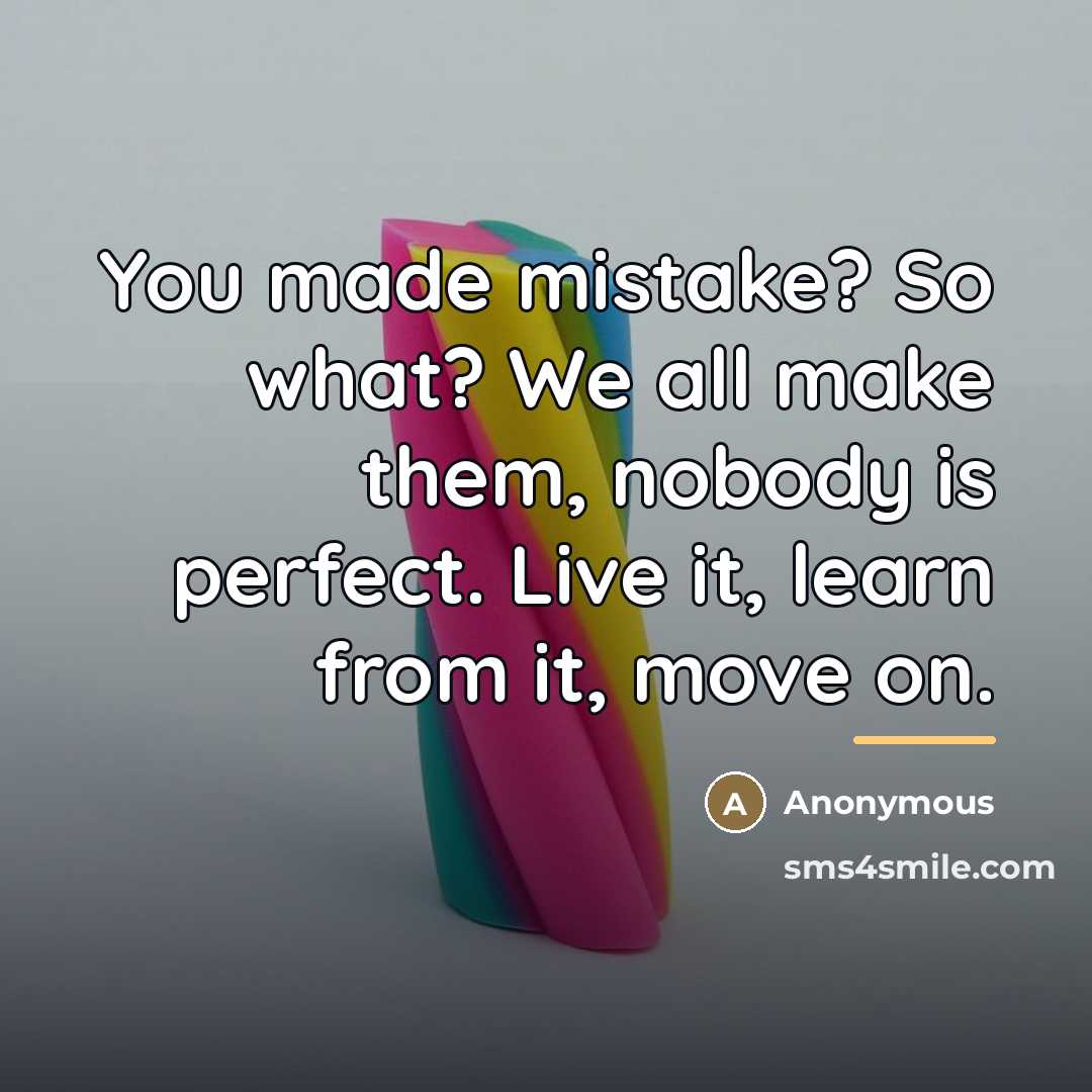 “You made mistake? So what? We all make them, nobody…” quote by Anonymous