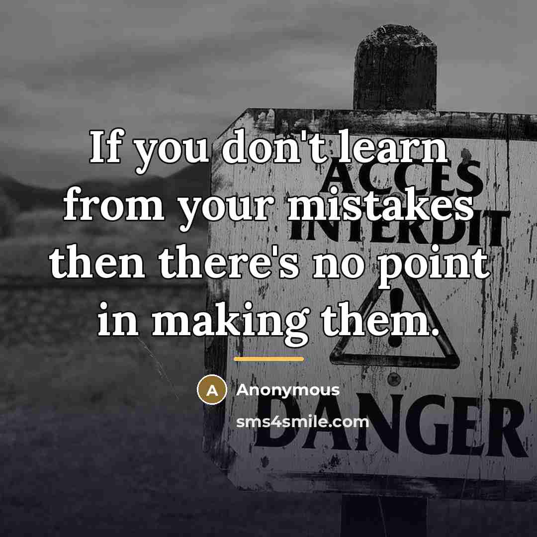 “If you don't learn from your mistakes then there's no…” quote by Anonymous