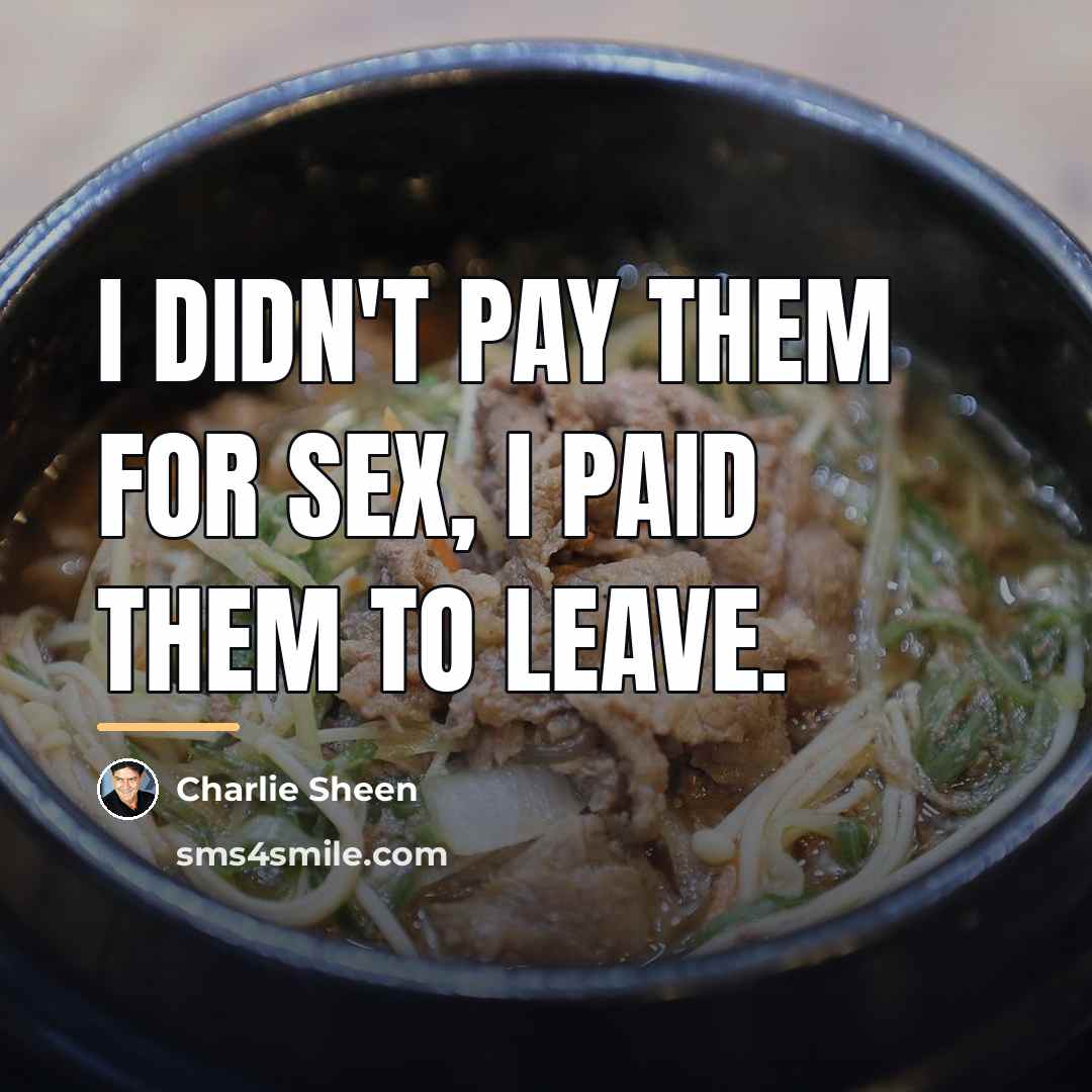“I didn't pay them for sex, I paid them to…” quote by Charlie Sheen