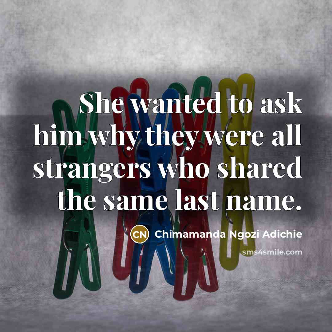 “She wanted to ask him why they were all strangers…” quote by Chimamanda Ngozi Adichie