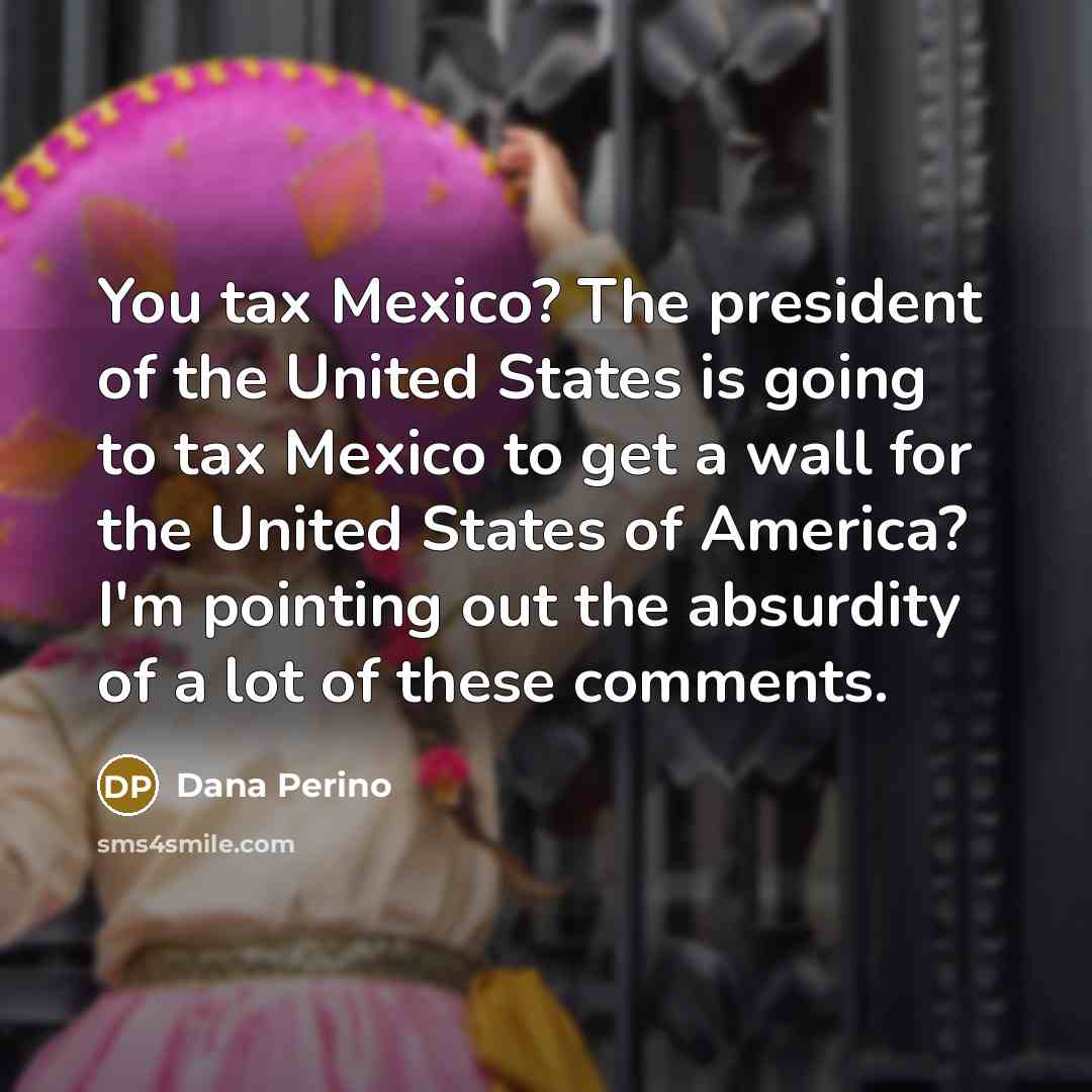 “You tax Mexico? The president of the United States is…” quote by Dana Perino