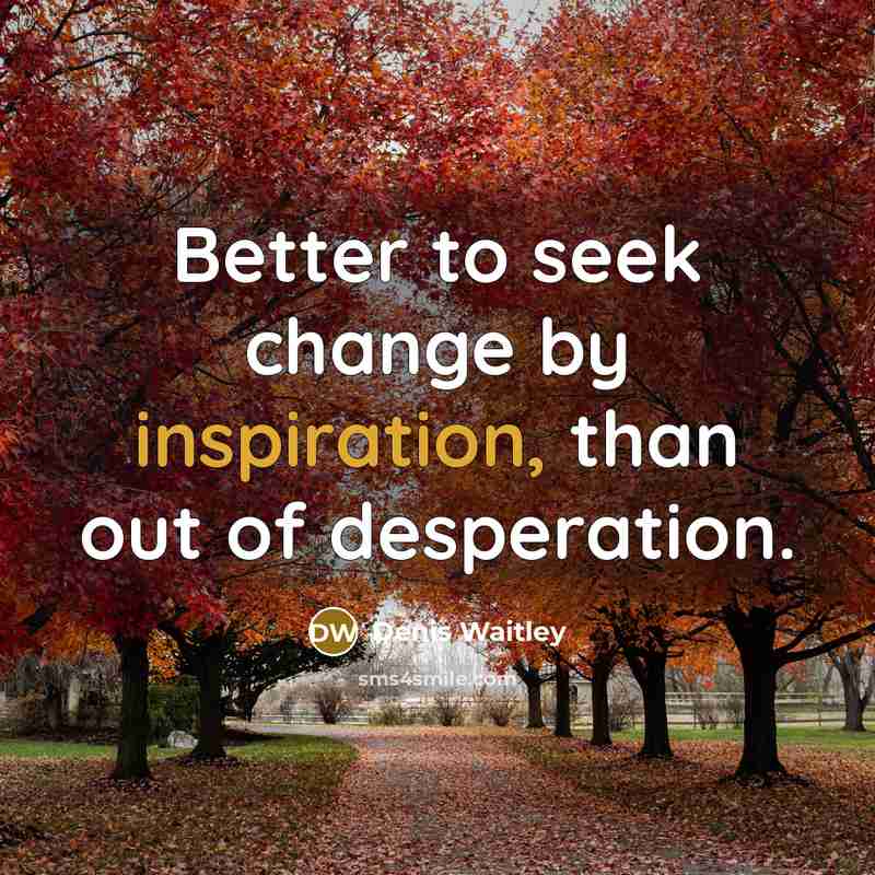 “Better to seek change by inspiration, than out of desperation.…” quote by Denis Waitley