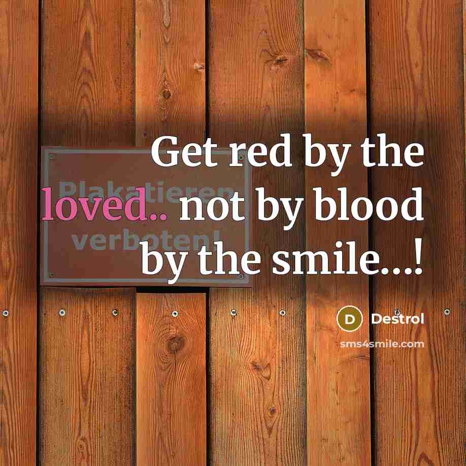 “Get red by the loved.. not by blood by the…” quote by Destrol