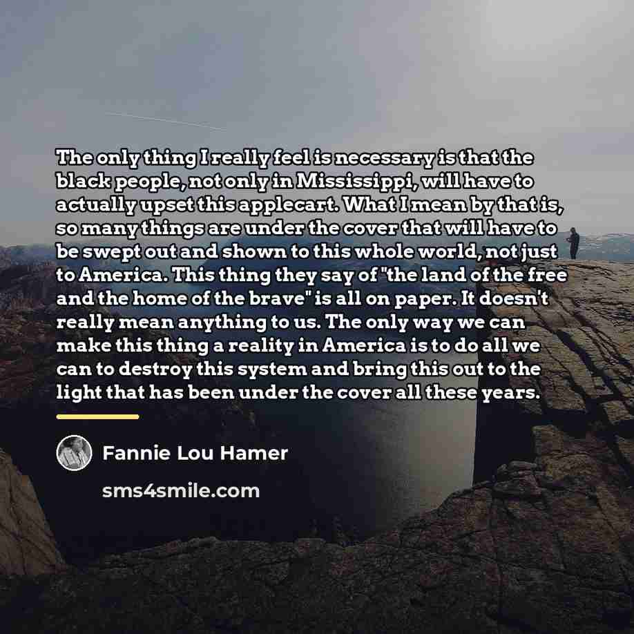 “The only thing I really feel is necessary is that…” quote by Fannie Lou Hamer