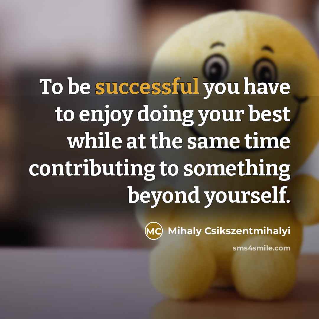 “To be successful you have to enjoy doing your best…” quote by Mihaly Csikszentmihalyi