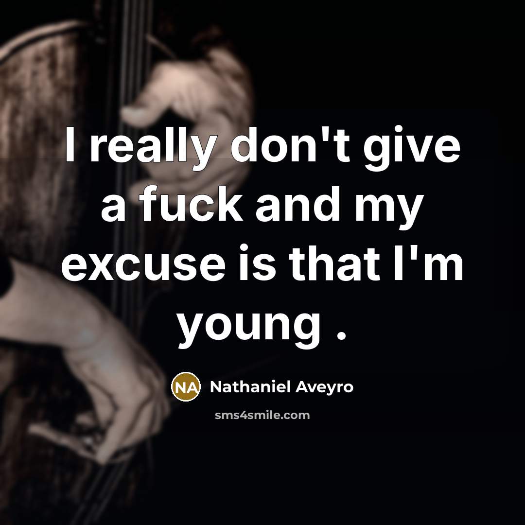 “I really don't give a fuck and my excuse is…” quote by Nathaniel Aveyro