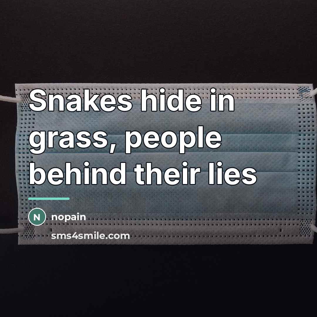 “Snakes hide in grass, people behind their lies…” quote by Nopain