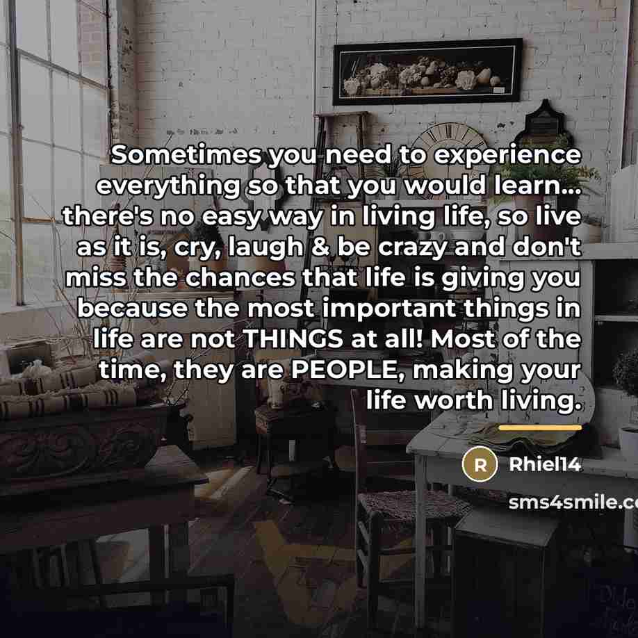 “Sometimes you need to experience everything so that you would…” quote by Rhiel14