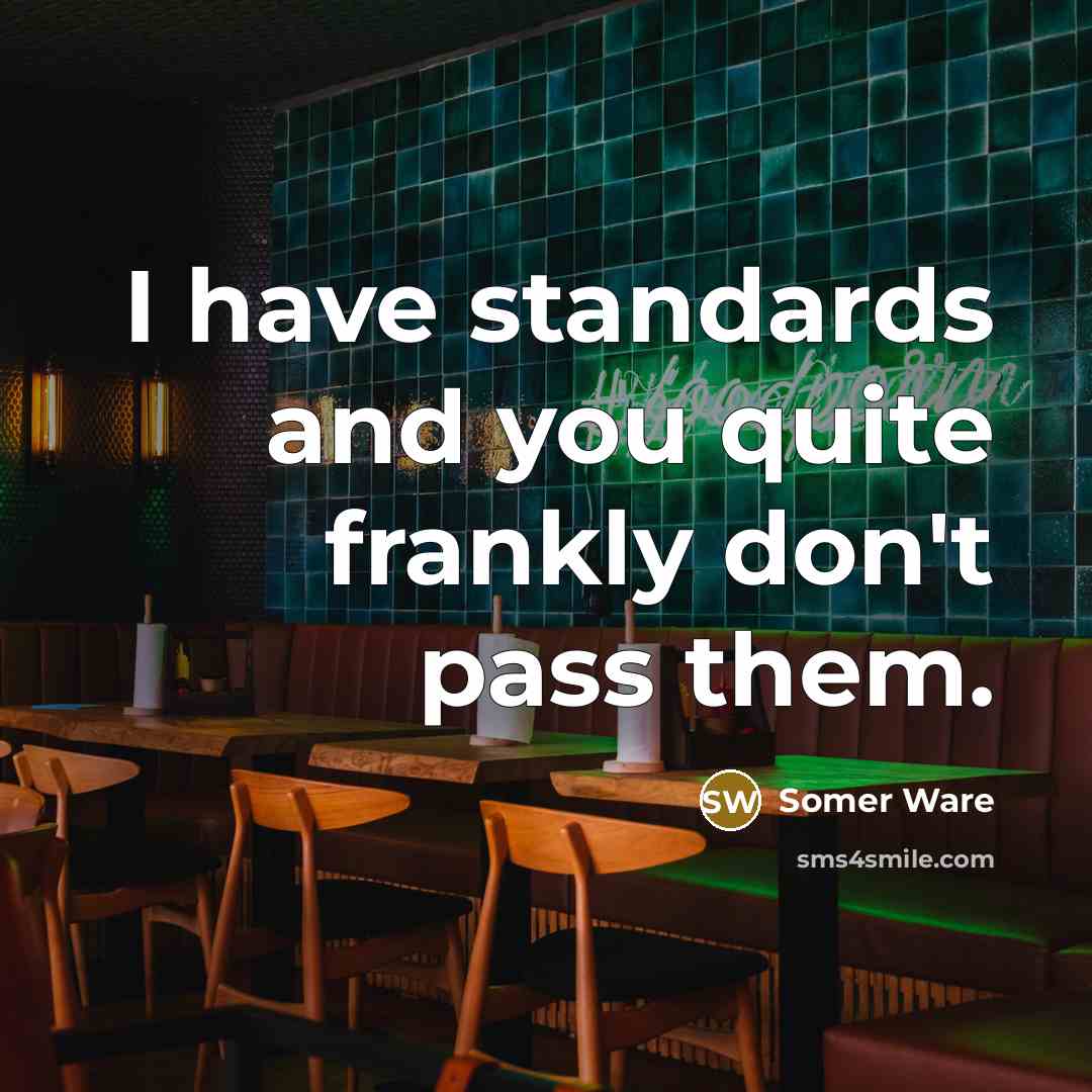 “I have standards and you quite frankly don't pass them.” quote by Somer Ware