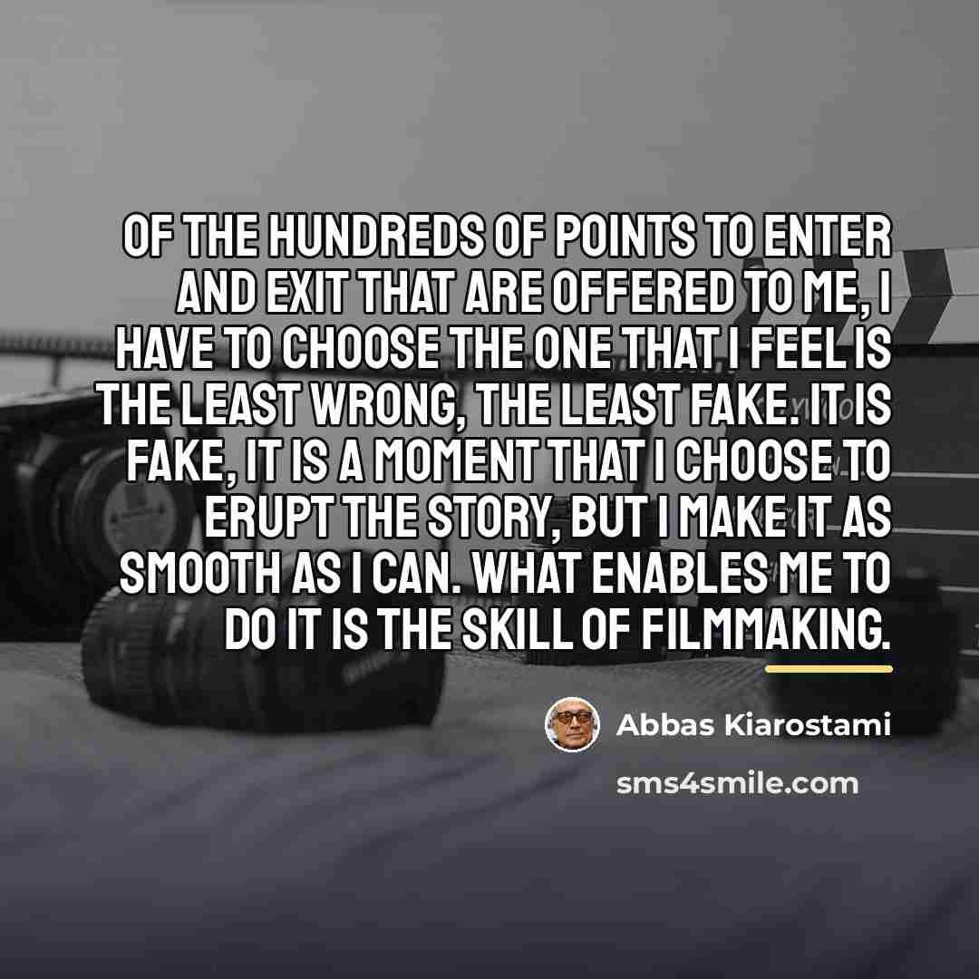 “Of the hundreds of points to enter and exit that…” quote by Abbas Kiarostami