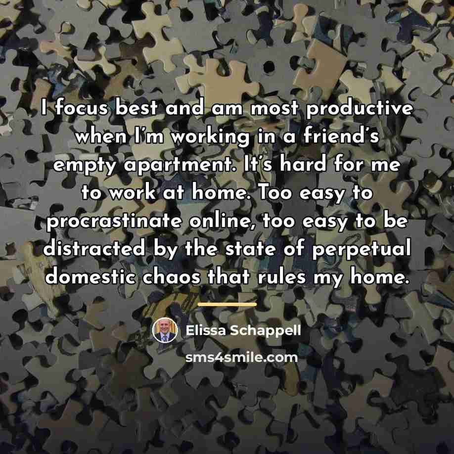 “I focus best and am most productive when I’m working…” quote by Elissa Schappell