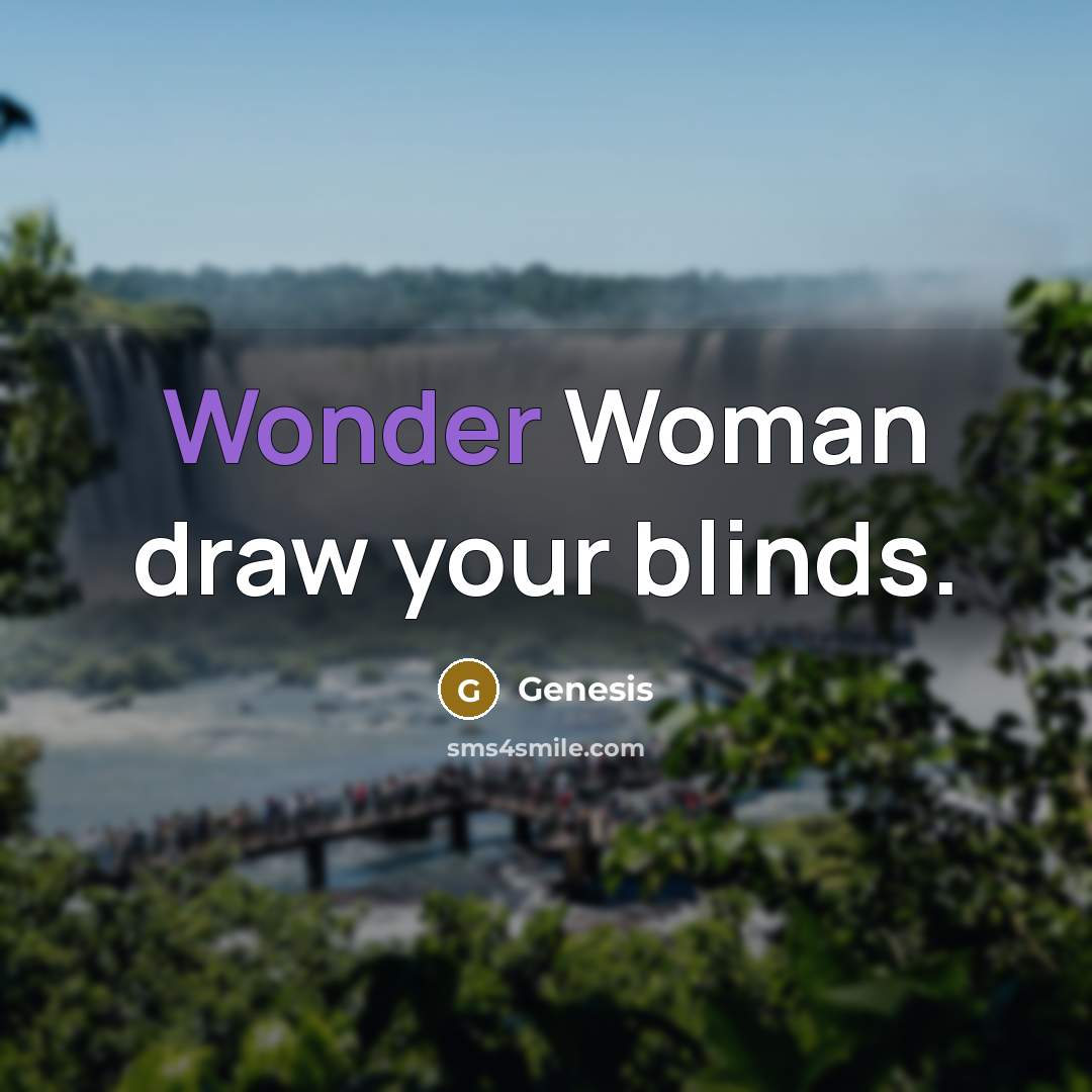 “Wonder Woman draw your blinds.” quote by Genesis