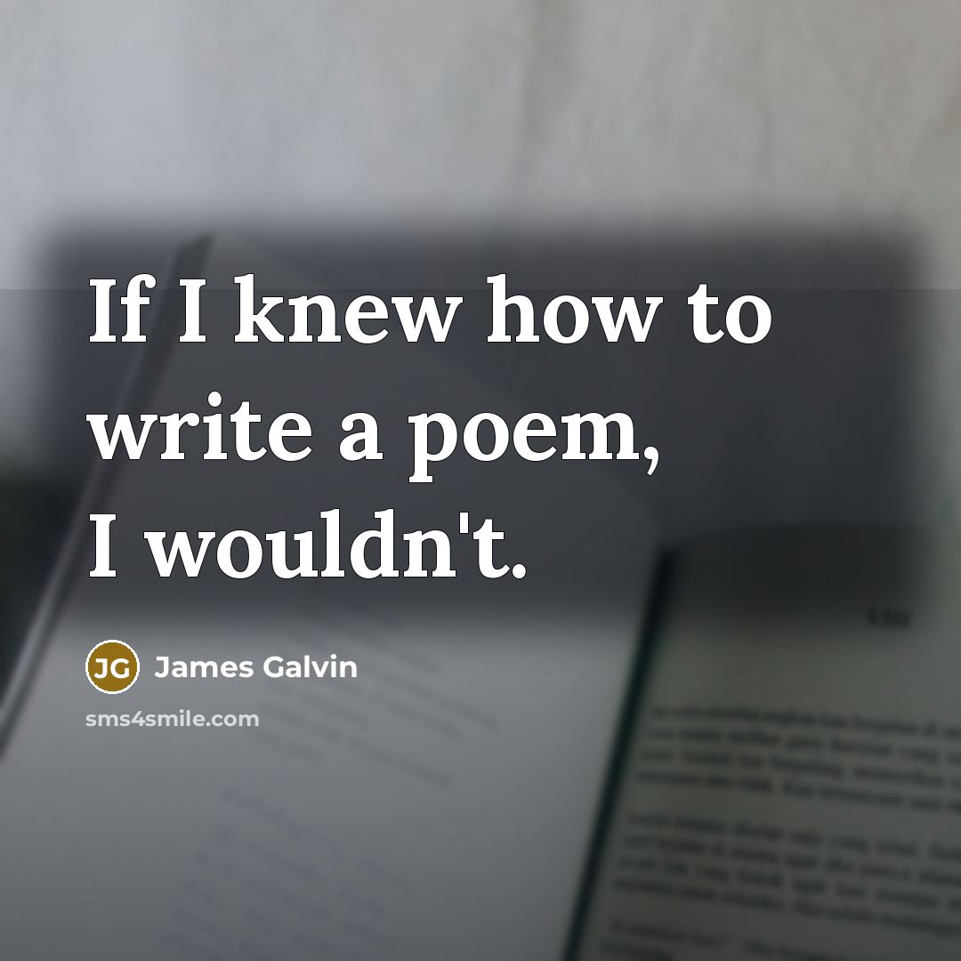 “If I knew how to write a poem, I wouldn't.…” quote by James Galvin