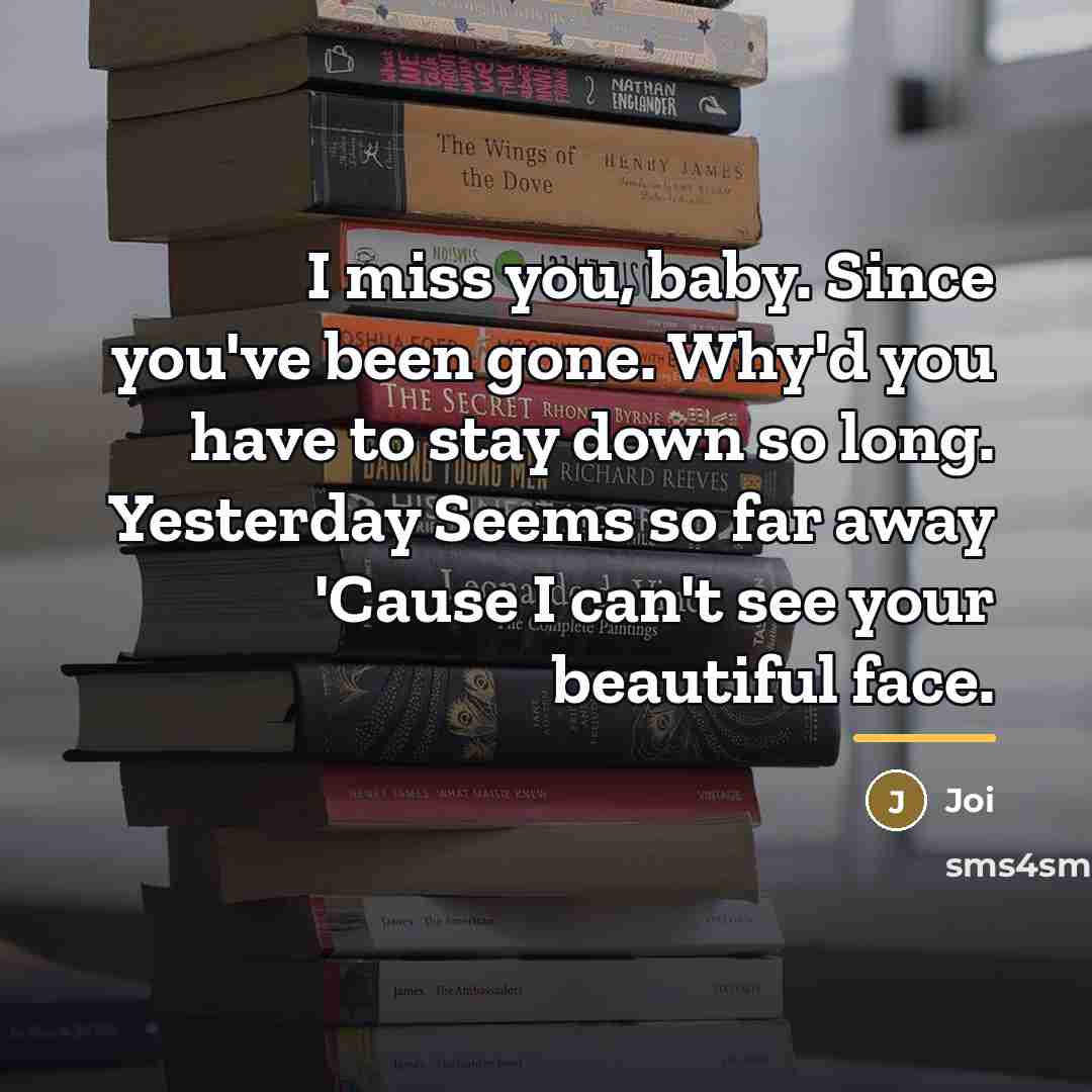 “I miss you, baby. Since you've been gone. Why'd you…” quote by Joi