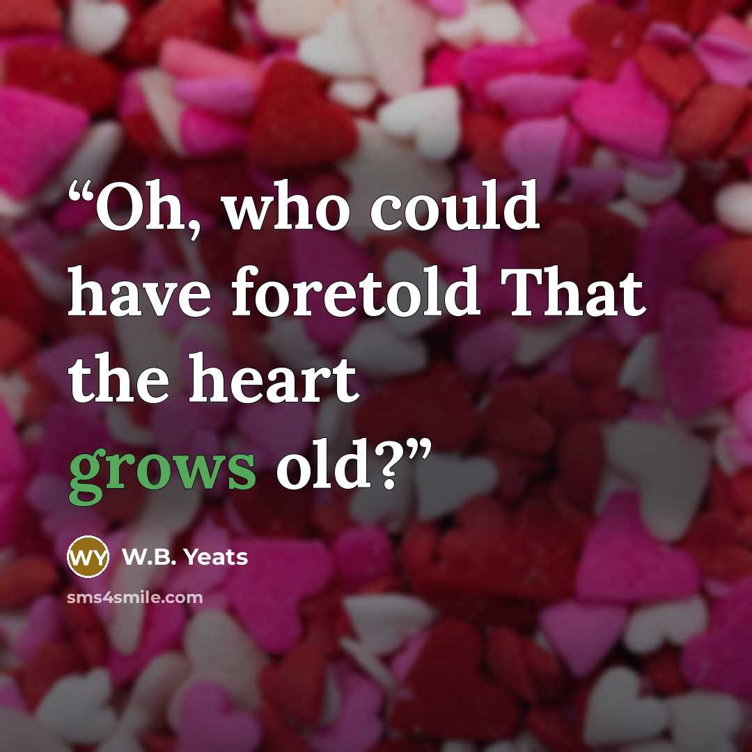 “Oh, who could have foretold That the heart grows old?” quote by W.B. Yeats