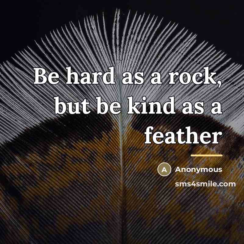 “Be hard as a rock, but be kind as a…” quote by Anonymous