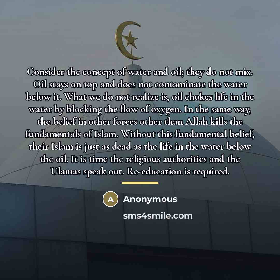 “Consider the concept of water and oil; they do not…” quote by Anonymous