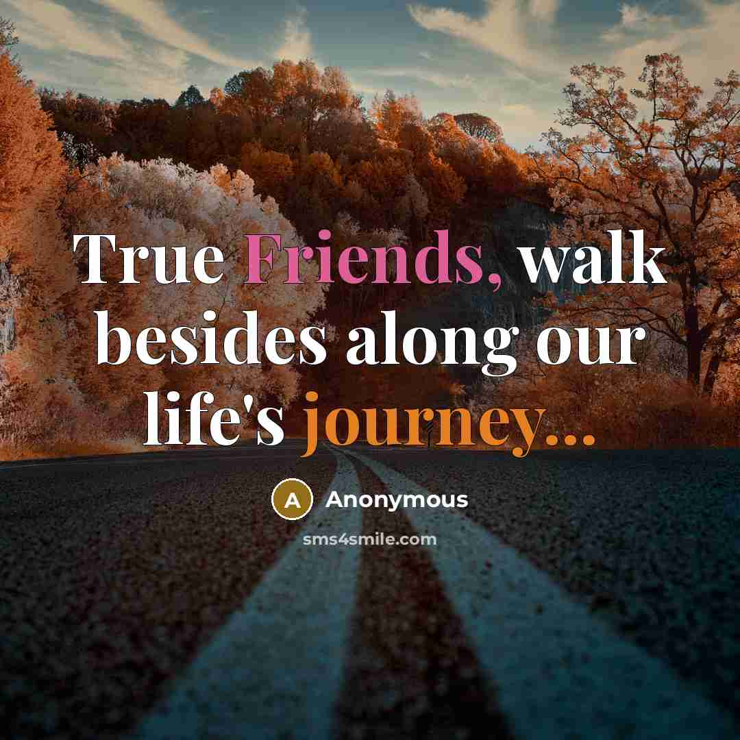 “True Friends, walk besides along our life's journey...” quote by Anonymous