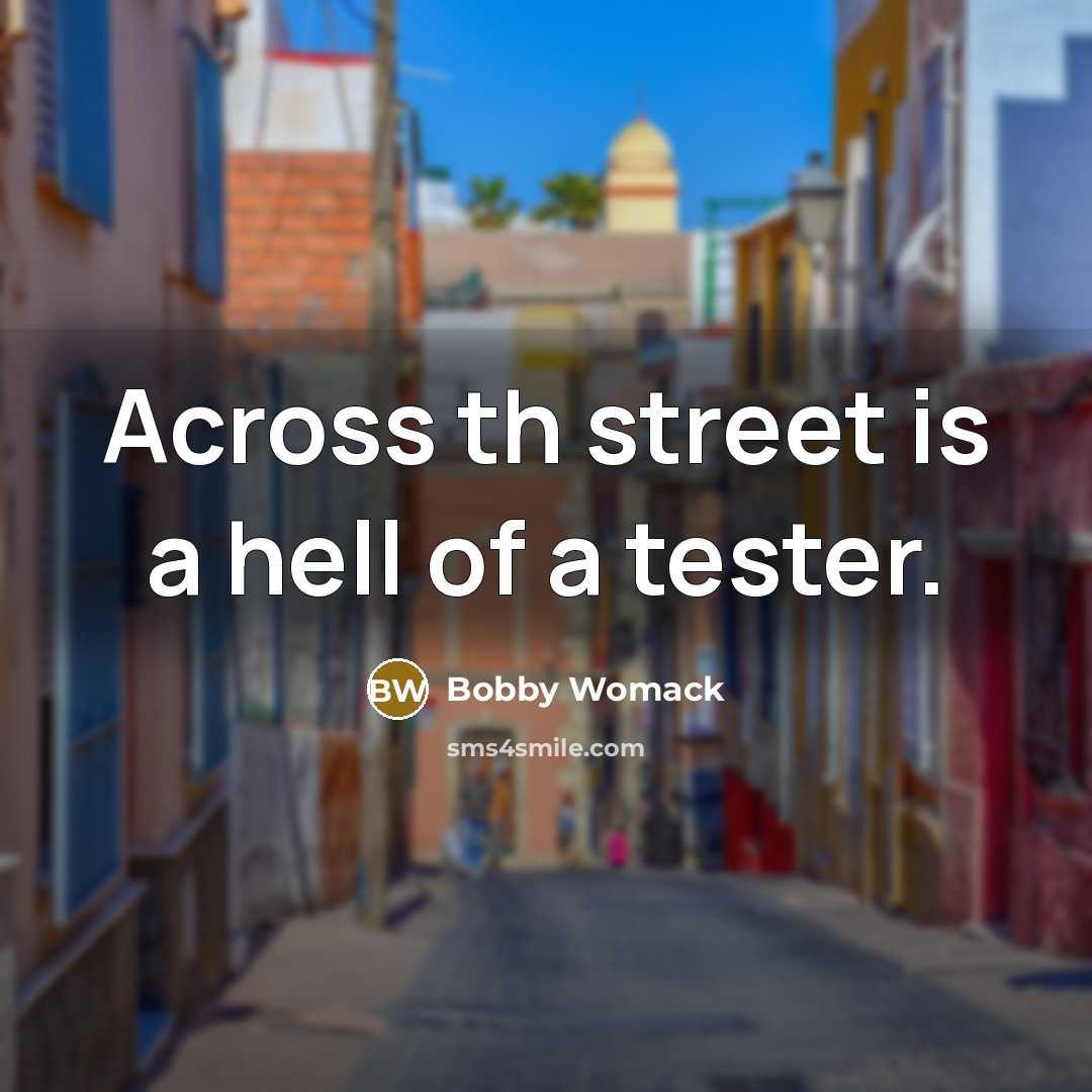 “Across th street is a hell of a tester.…” quote by Bobby Womack