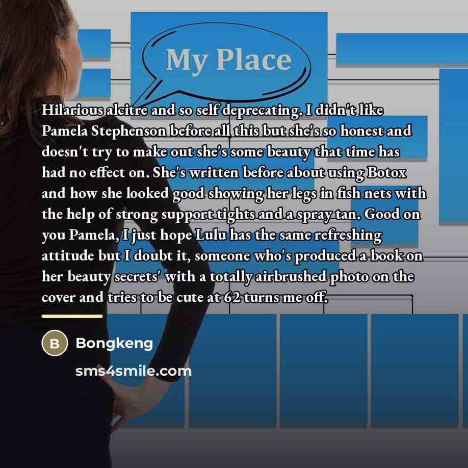 “Hilarious alcitre and so self deprecating. I didn't like Pamela…” quote by Bongkeng