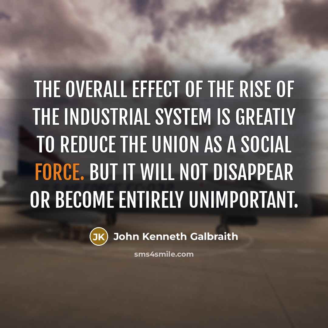 “The overall effect of the rise of the industrial system…” quote by John Kenneth Galbraith