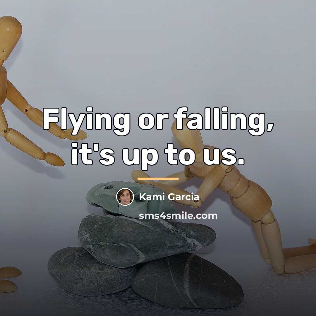 “Flying or falling, it's up to us.…” quote by Kami Garcia