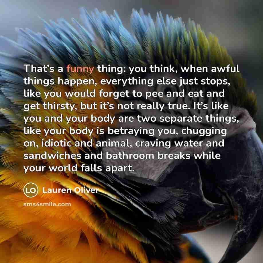 “That’s a funny thing: you think, when awful things happen,…” quote by Lauren Oliver
