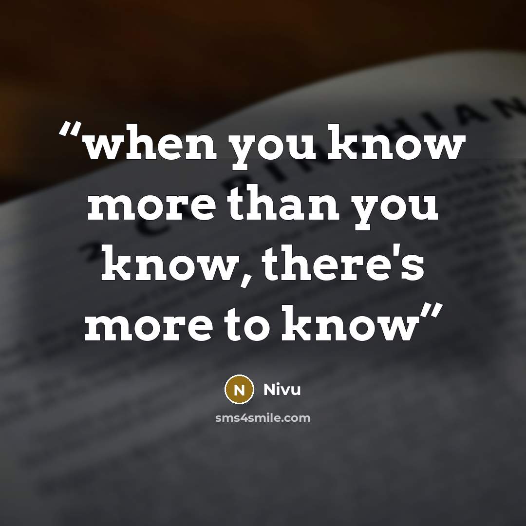 “when you know more than you know, there's more to know” quote by Nivu