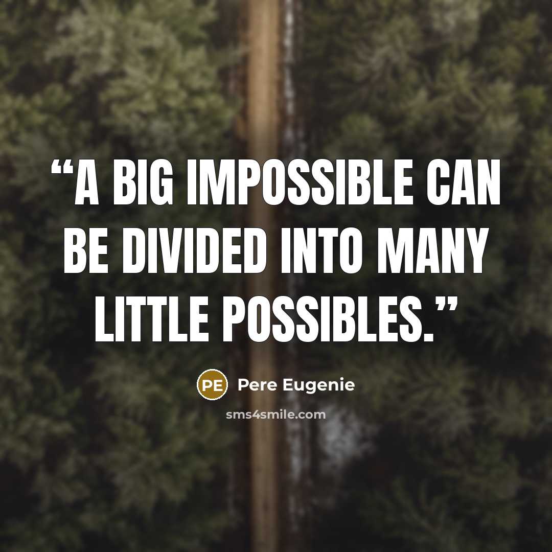 “A big impossible can be divided into many little possibles.” quote by Pere Eugenie