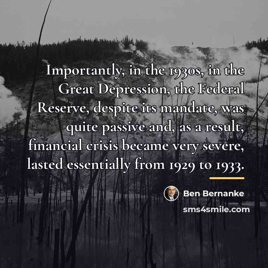 “Importantly, in the 1930s, in the Great Depression, the Federal…” quote by Ben Bernanke