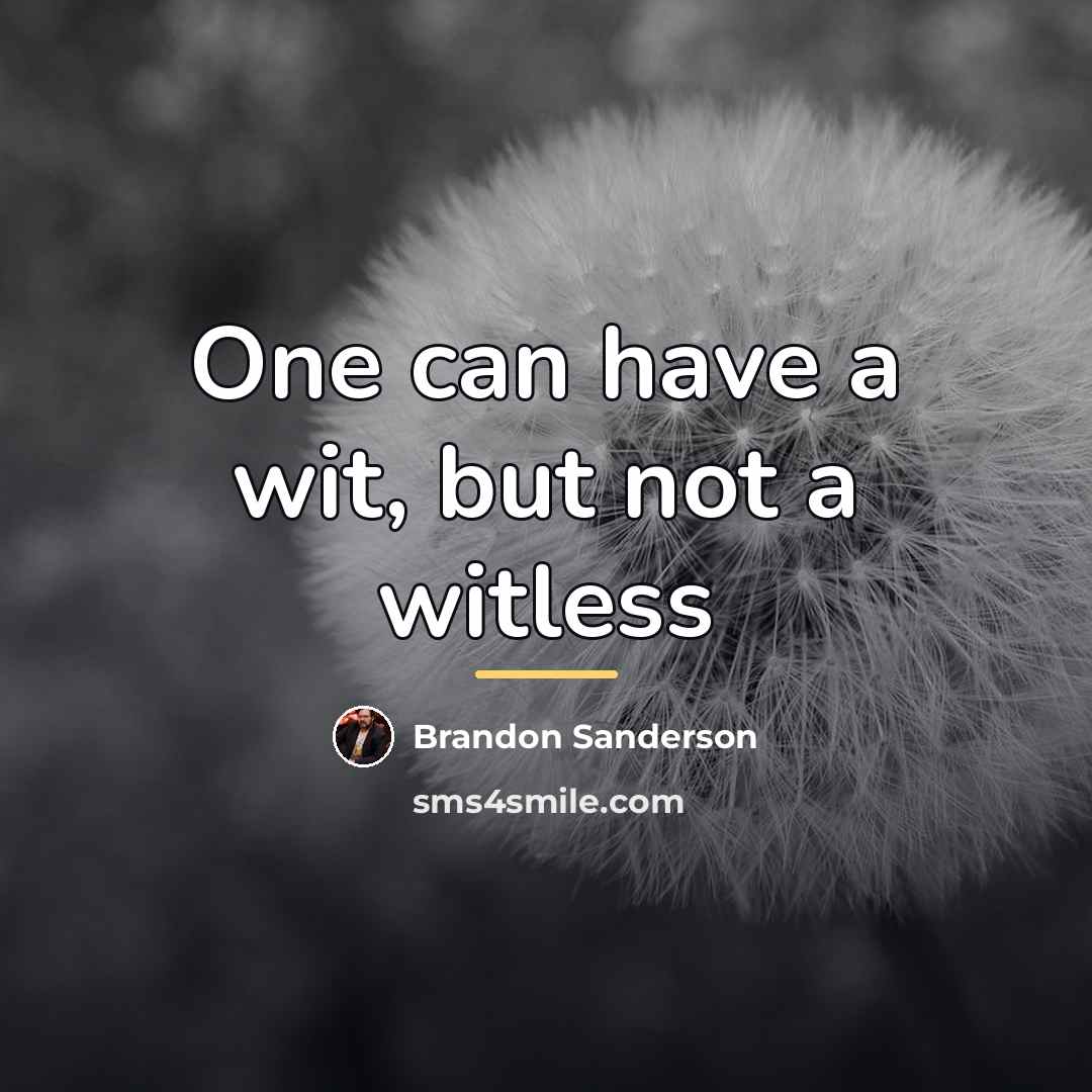 “One can have a wit, but not a witless…” quote by Brandon Sanderson