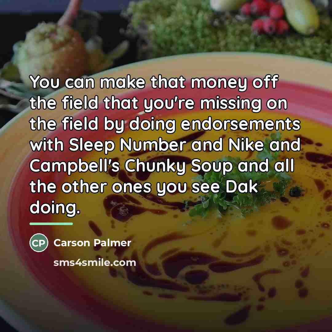 “You can make that money off the field that you're…” quote by Carson Palmer