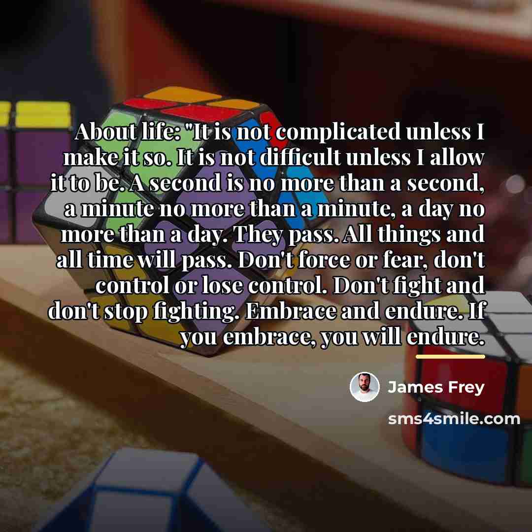 “About life: "It is not complicated unless I make it…” quote by James Frey