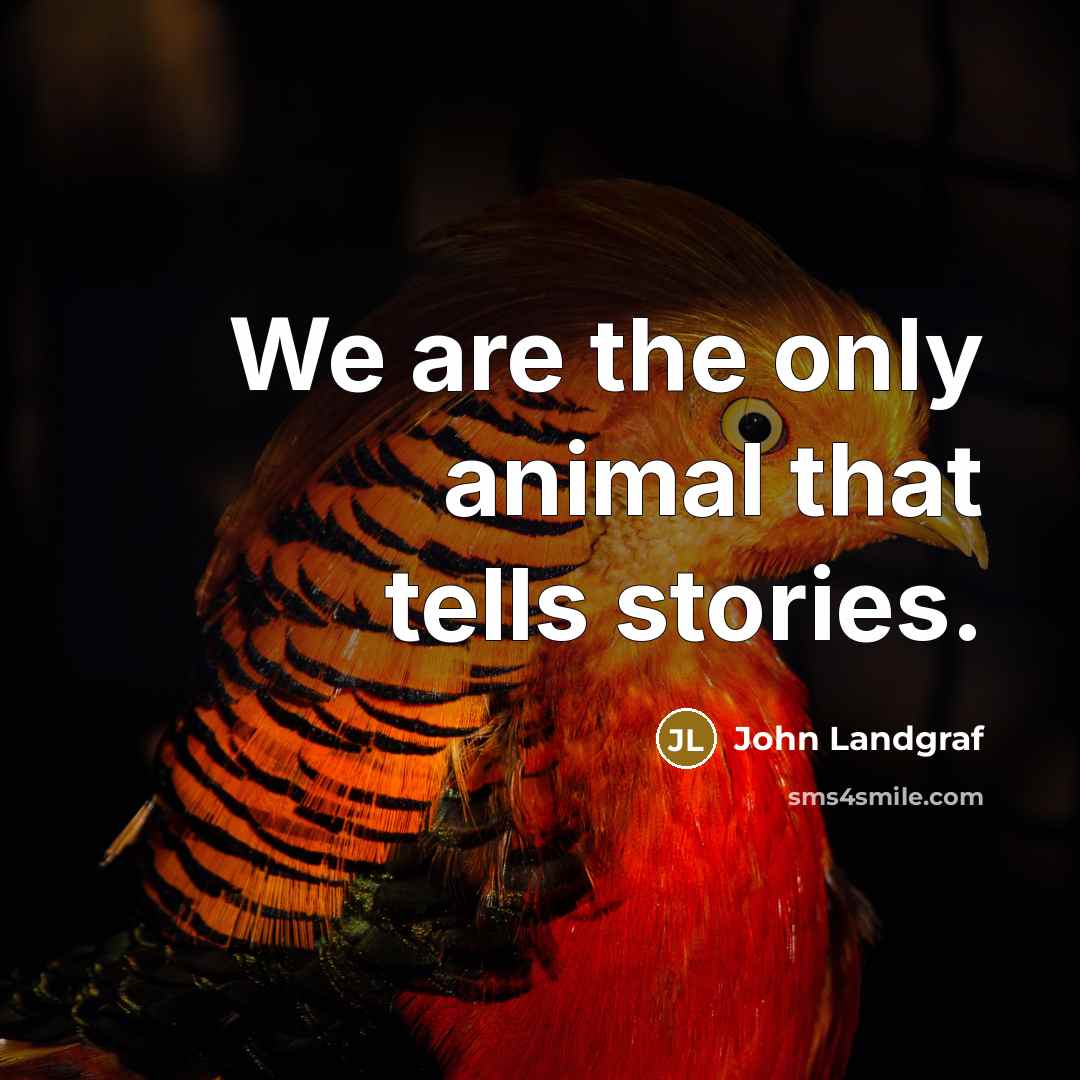 “We are the only animal that tells stories.…” quote by John Landgraf