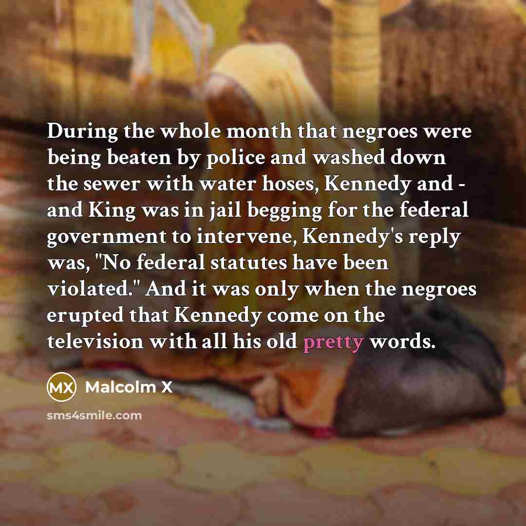 “During the whole month that negroes were being beaten by…” quote by Malcolm X