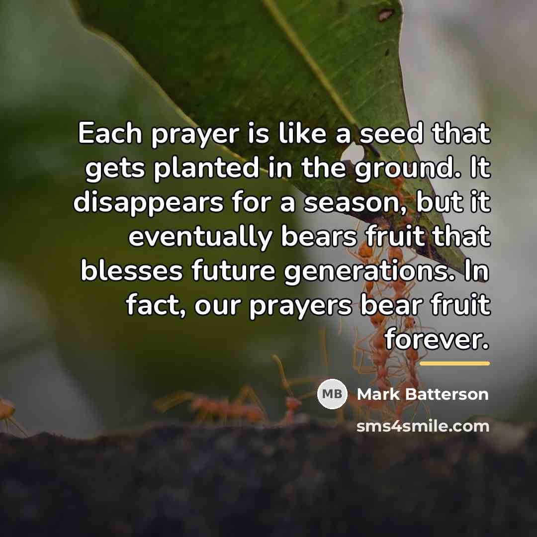 “Each prayer is like a seed that gets planted in…” quote by Mark Batterson