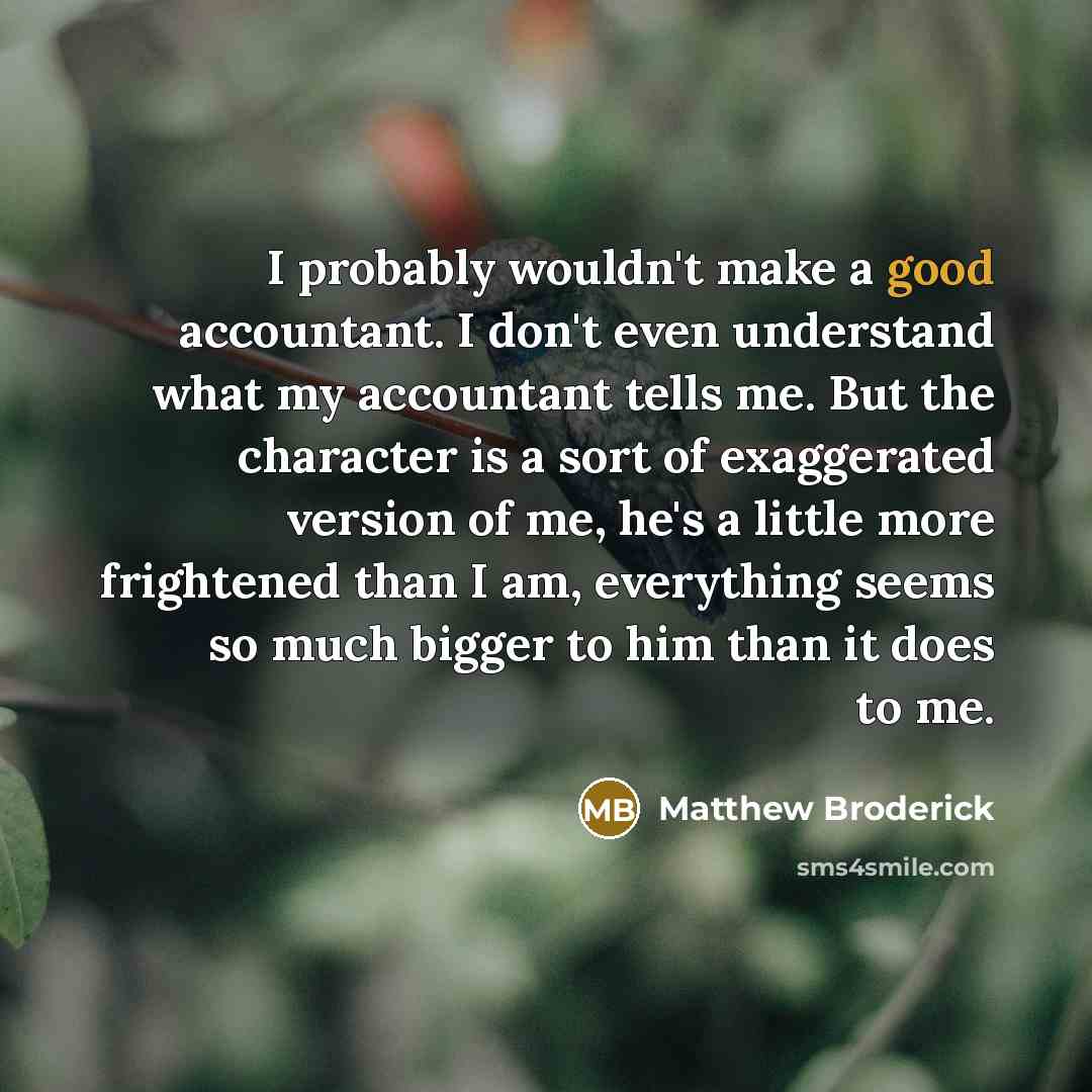 “I probably wouldn't make a good accountant. I don't even…” quote by Matthew Broderick