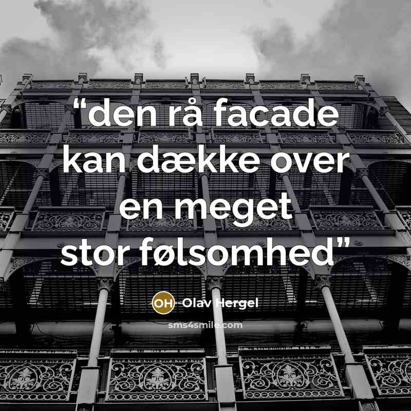 “den rå facade kan dække over en meget stor følsomhed” quote by Olav Hergel