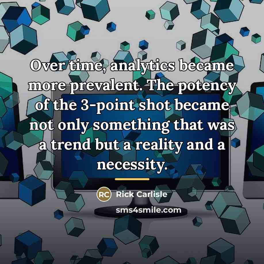 “Over time, analytics became more prevalent. The potency of the…” quote by Rick Carlisle