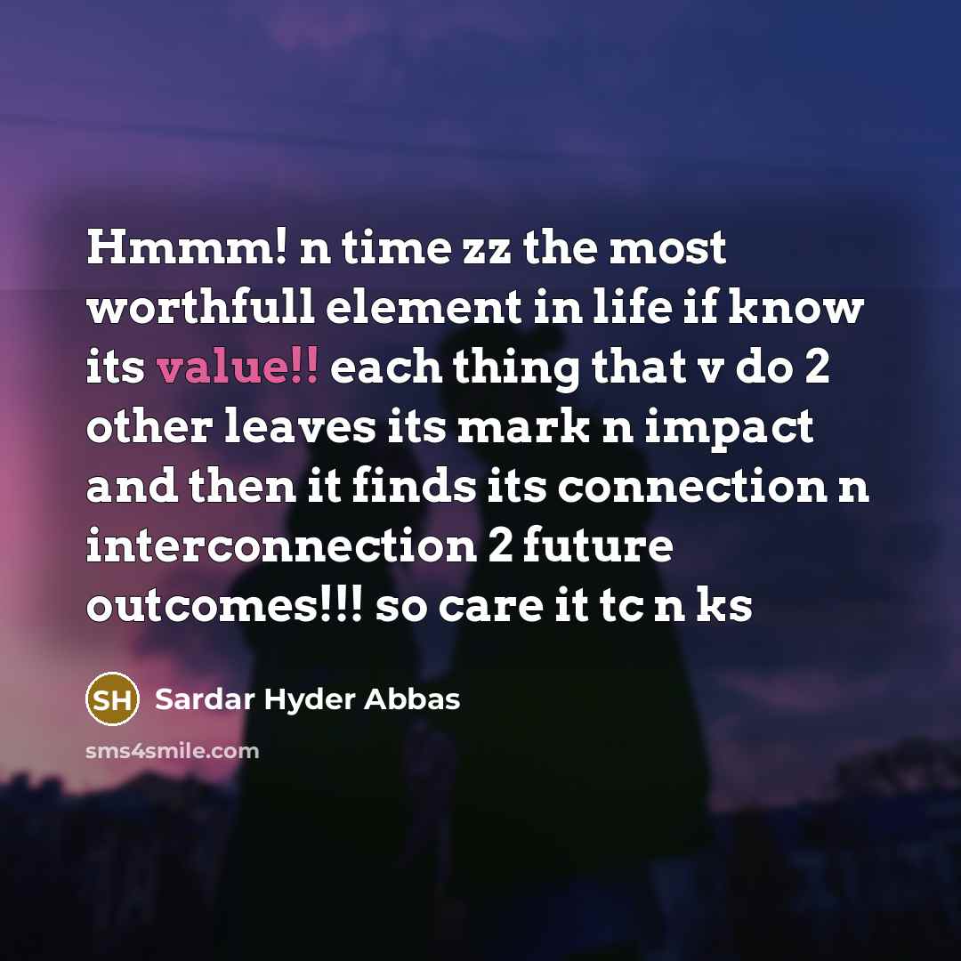 “Hmmm! n time zz the most worthfull element in life…” quote by Sardar Hyder Abbas